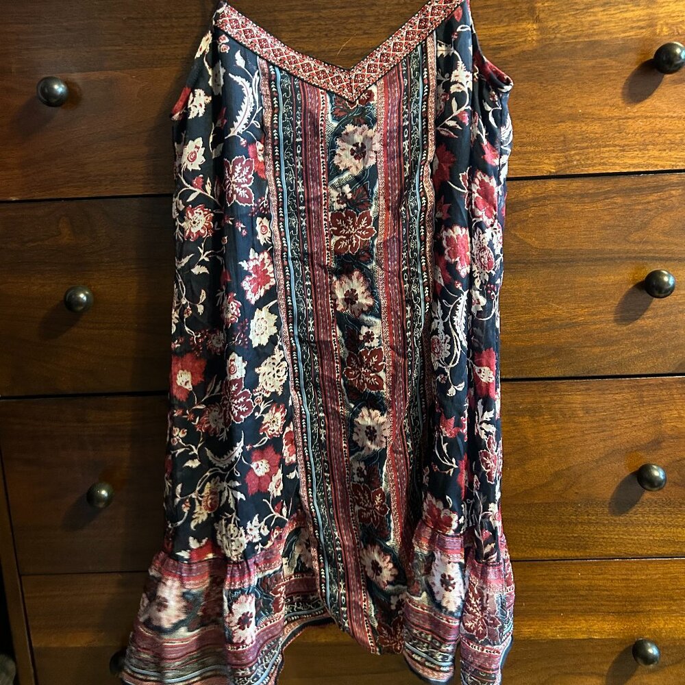 American Rag Cie Floral & Paisley Print Slip Dress - Ruffle Hem - Size M
